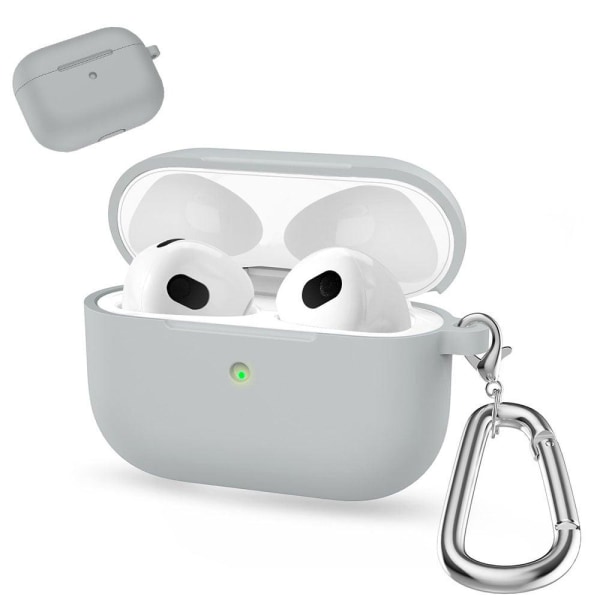 AirPods silicone case with carabiner - Light Grey Silver grey