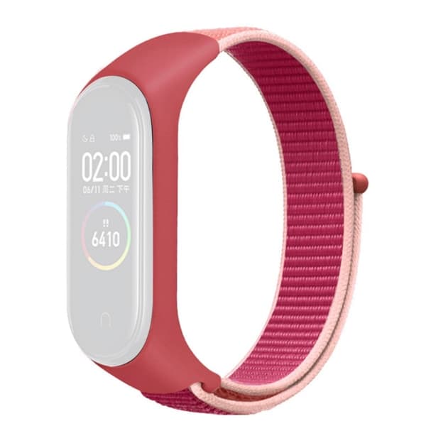 Xiaomi Mi Band 7 / 6 / 5 nylon klokkerem - Granatrød Red