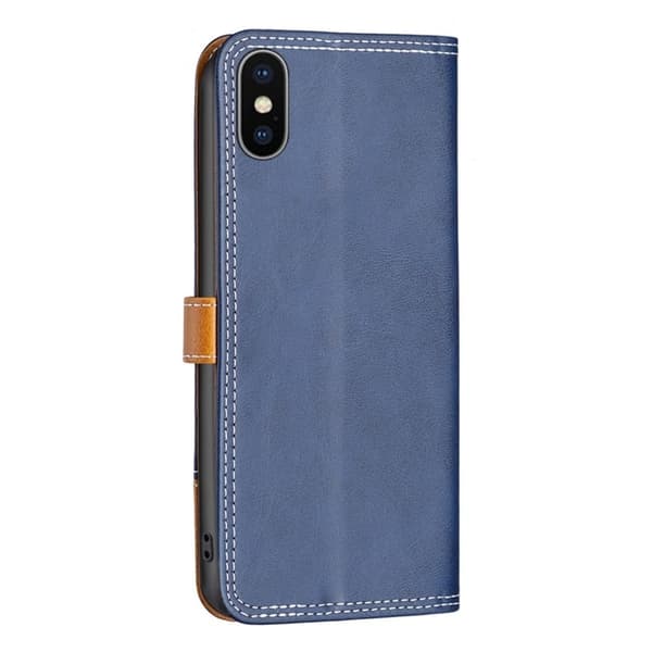 BINFEN kaksivärinen nahkakotelo iPhone Xs - Sininen Blue