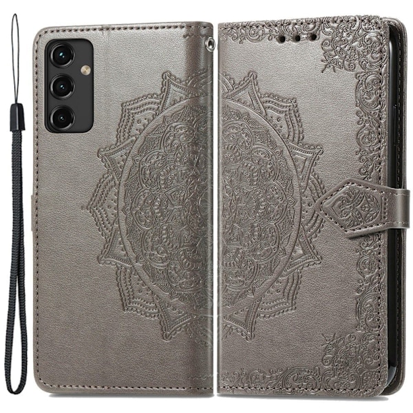 Mandala Samsung Galaxy A14 Flip Fodral - Grå Silvergrå