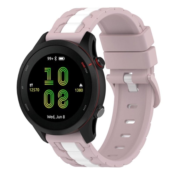 Garmin Forerunner 255 / Vivoactive HR kaksivärinen silikonikellon hihna - Pinkki / Valkoinen Pink