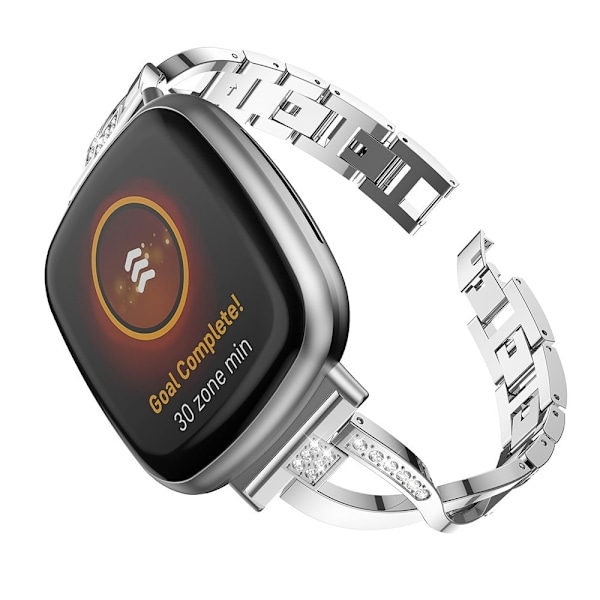 Fitbit Sense 2 / Versa 4 klockarmband med strassdekor - Silver Silvergrå