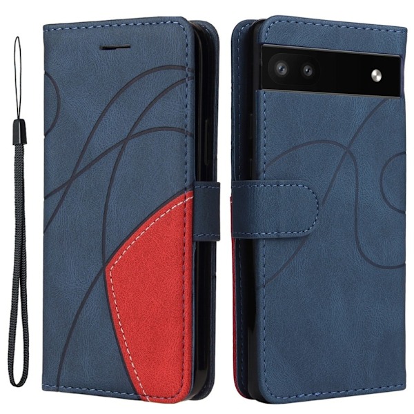 Teksturoitu nahkakotelo hihnalla Google Pixel 6a - Sininen Blue