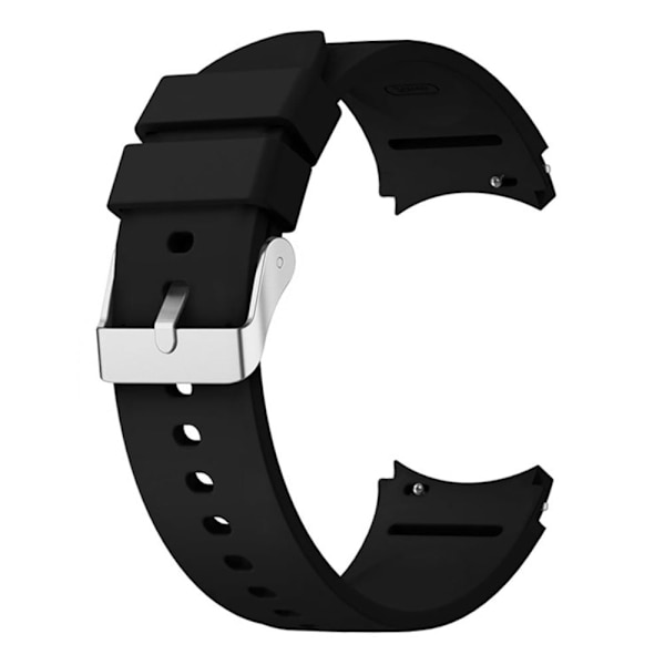 Silikonerem med sølvspænde til Samsung Galaxy Watch 6 / 4 / 3 (41mm) - Sort Black