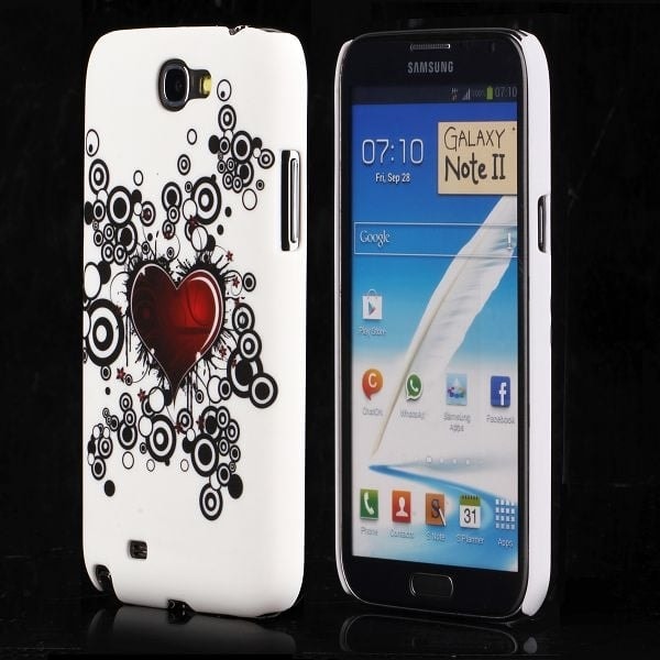 Valentine (Rött Hjärta - Svarta Cirklar) Samsung Galaxy Note 2 Skal multifärg