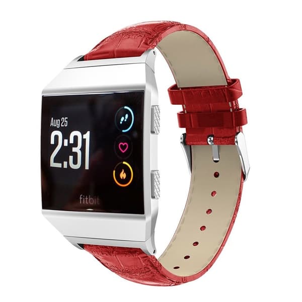 Fitbit Ionic Klokkereim laget av ekte lær - Rød Red