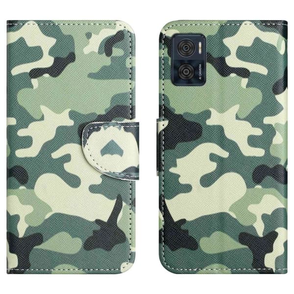 Wonderland Motorola Moto E22i / E22 Flip Etui - Camouflage Green