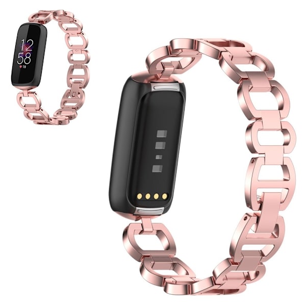 Fitbit Luxe moderiktigt armband klockarmband i rostfritt stål - Rosa Ros Rosa