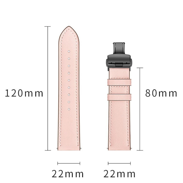 Samsung Gear S3 / S3 Frontier ægte læder Urrem - Sort / Pink Pink