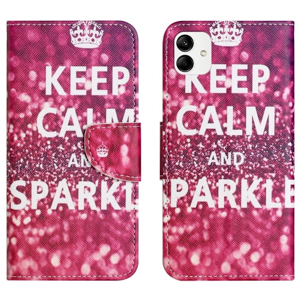 Wonderland Samsung Galaxy A04e Flip Etui - Keep Calm og Sparkle Pink