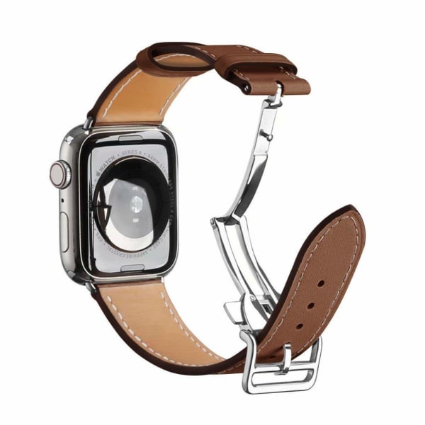 ægte læder sølv spænde rem til Apple Watch Series 6 / 5 40mm - b Brown