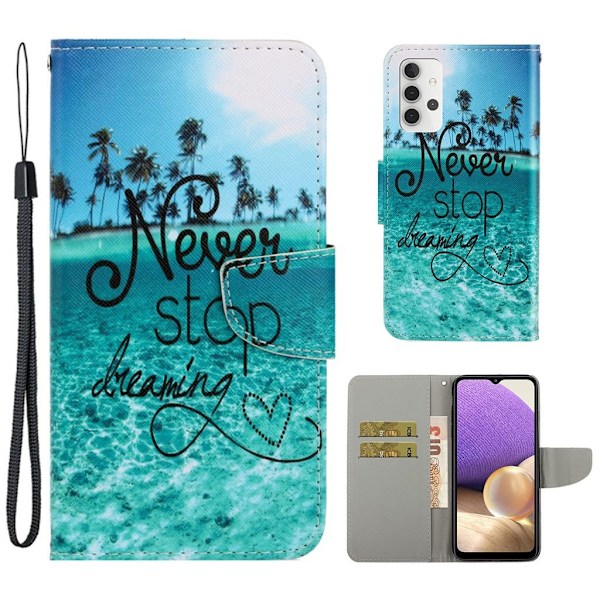 Wonderland Samsung Galaxy A32 flip etui - Hold Aldrig Op Med At Drømme Blue