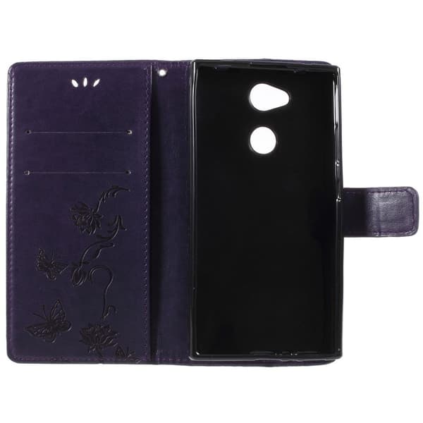 Sony Xperia L2 Etui laget av kunstlær og silikon - Mørk lilla Purple
