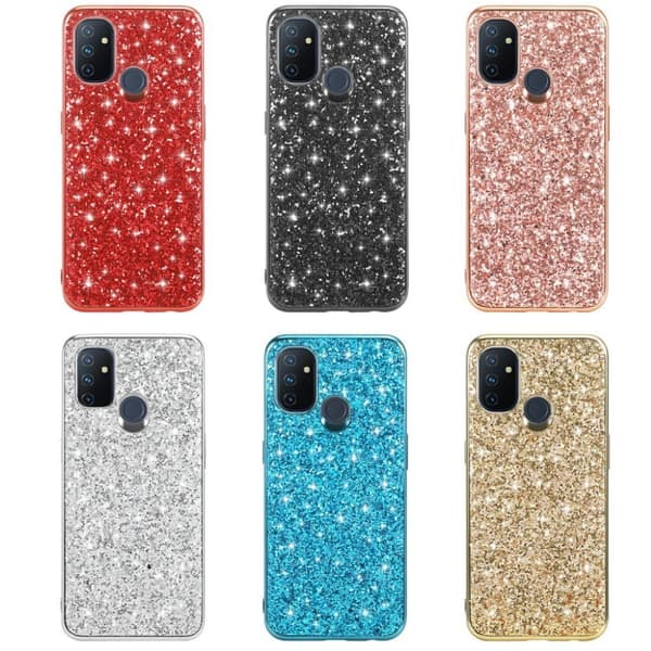 Glitter OnePlus Nord N100 Etui - Sølv Silver grey