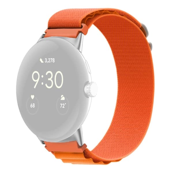Google Pixel Watch nylonklokkerem med sølvfarget kontakt - Oransje Orange