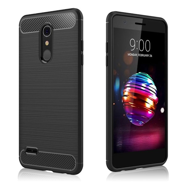 LG K10 (2018) mobilskal silikon kolfiber borstad - Svart Svart