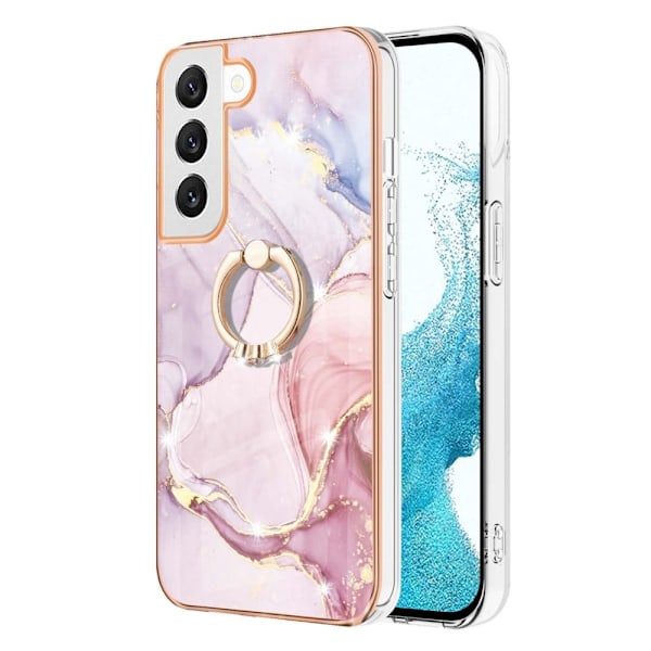 Marble Mønstret Cover med Ring Holder til Samsung Galaxy S22 - Rose Guld Marmor Haze Pink