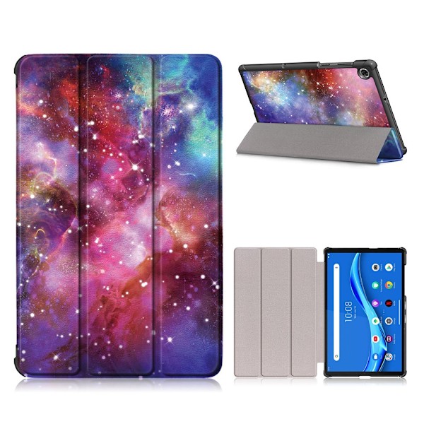 Lenovo Tab M10 FHD Plus tri-fold mønster læderetui - Galakse-Mønster Multicolor