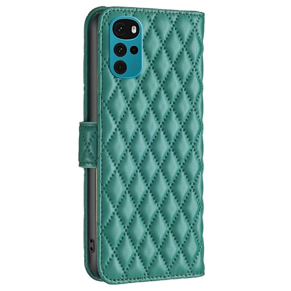 Rhombus Mønster Matte Flip Case til Motorola Moto G22 - Grøn Green