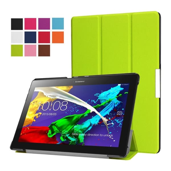 Lenovo Tab 3 Plus 10 Tri- Fold Stand PU Lær Flip Etui - Grønn Green