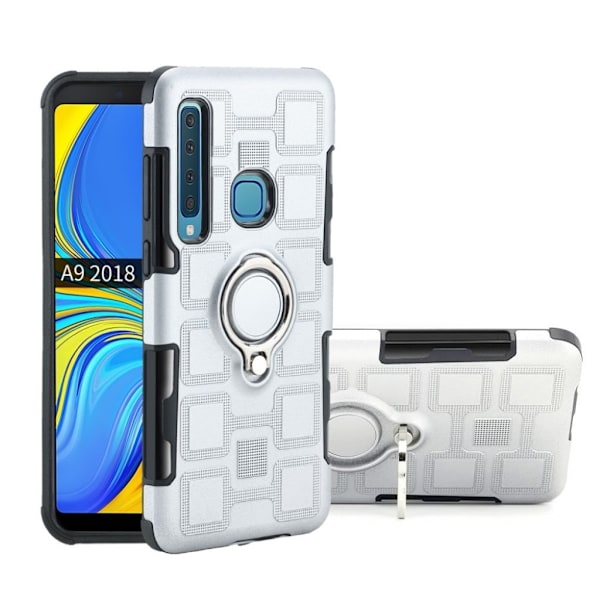 Samsung Galaxy A9 (2018) geometriskt hybrid fodral - Silver Silvergrå
