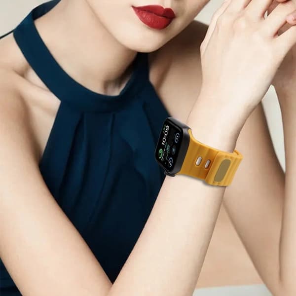 Apple Watch Series 8 (41mm) klockarmband i silikon med knapp - Gul Gul