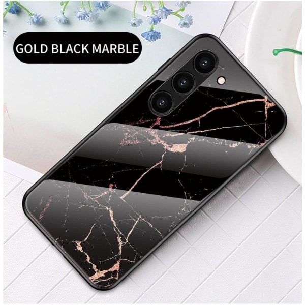 Fantasy Marble Samsung Galaxy S23 Cover - Gold Sort Marmor Black