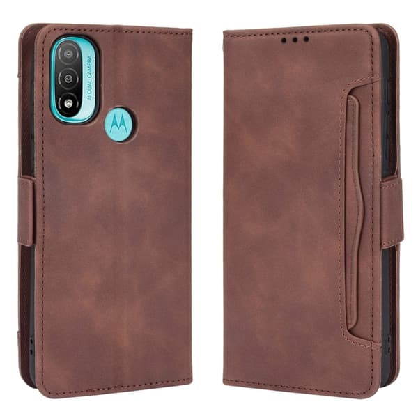 Modernt Motorola Moto E20 fodral med plånbok - Brun Brun