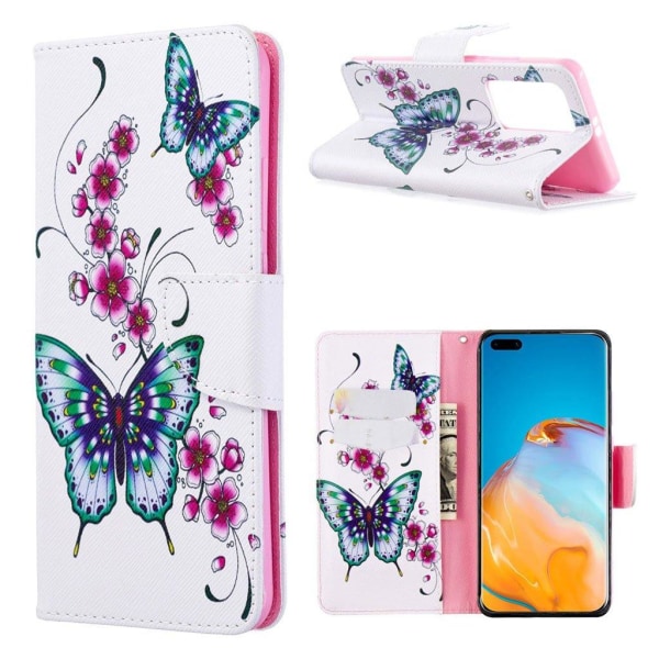 Wonderland Huawei P40 Pro etui - sommerfugl og blomster Multicolor