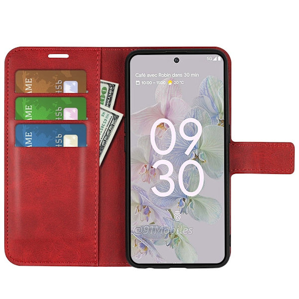 Lompakko Nahkakotelo For Google Pixel 6a - Punainen Red