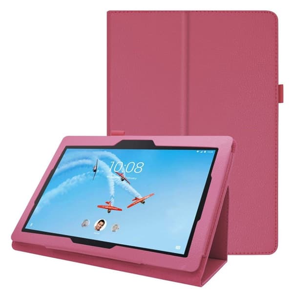 Lenovo Tab E10 litchi læderetui - Rosa Pink