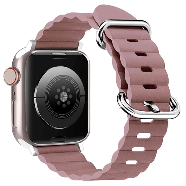 Apple Watch Series 8 (41mm) urrem i ægte læder - Lyserød Pink
