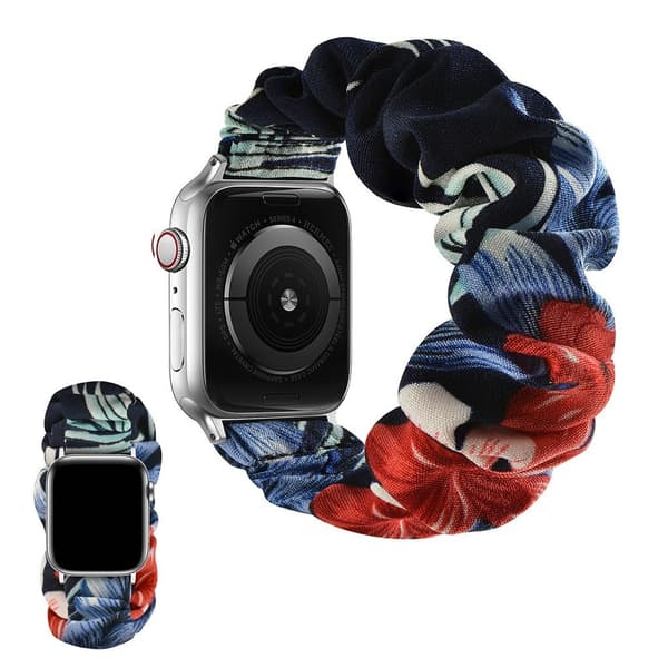 Apple Watch 42mm - 44mm elastic hairband style watch strap - Blue Plantain Leaf / Size: L multifärg