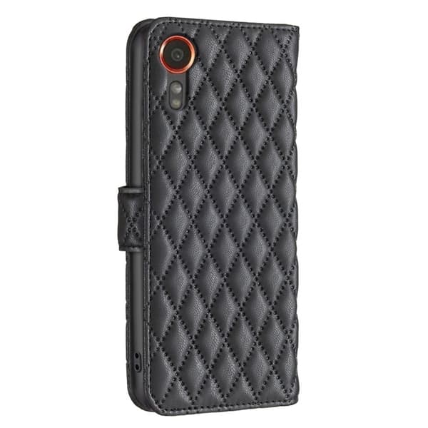 Rhombus mat Samsung Galaxy Xcover 7 flip etui - Sort Black