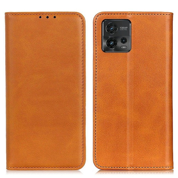 Lompakko-style Aitoa Nahkaa Läppäkotelo For Motorola Moto G72 - Ruskea Brown
