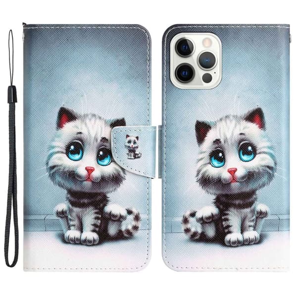 Wonderland iPhone 14 Pro Max Flippetui - Blåe Øyne Katt Blue