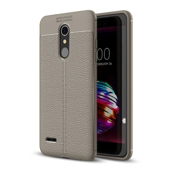 LG K10 (2018) mobilskal silikon litchi textur - Grå Silvergrå