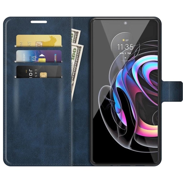 Hållbart konstläder Motorola Edge 20 Pro fodral med plånbok - Bl Blå