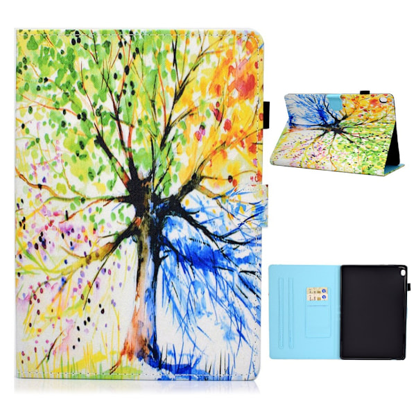 Lenovo Tab M10 viileä kuvio nahkainen läppäkotelo - Elämän Puu Multicolor