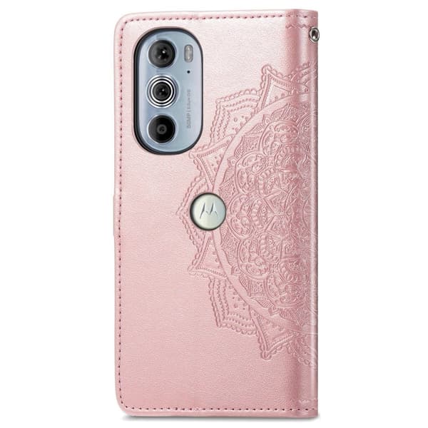 Mandala Motorola Edge 30 Pro Läppäkotelo - Ruusukulta Pink