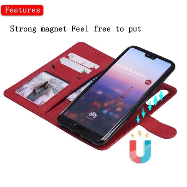 Huawei P20 Pro irroitettava nahkainen flip suojakotelo - Punainen Red