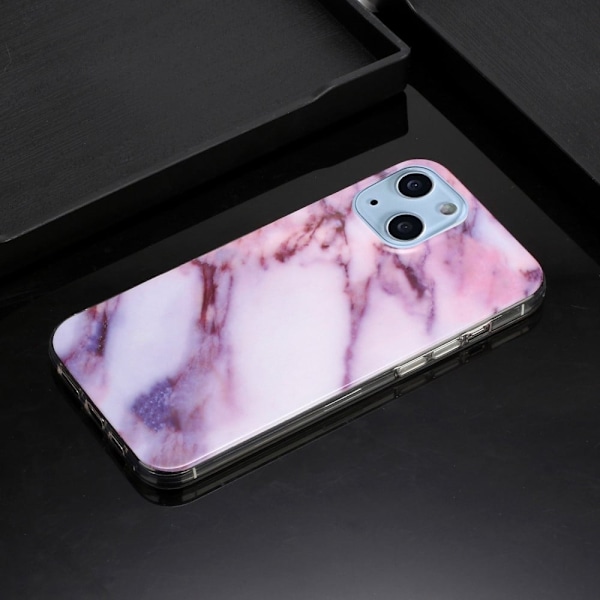 Marble iPhone 14 Plus Etui - Lilla Klinkekule Purple
