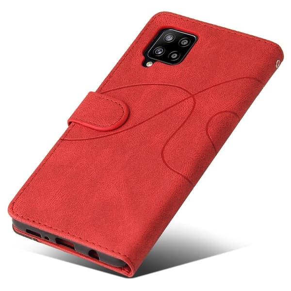 Teksturert læretui med stropp for Samsung Galaxy A42 5G - Rød Red
