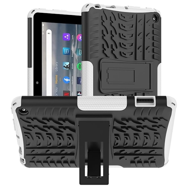 Däckmönstrat kickstand-fodral för Amazon Fire 7 (2022) - Vit Vit