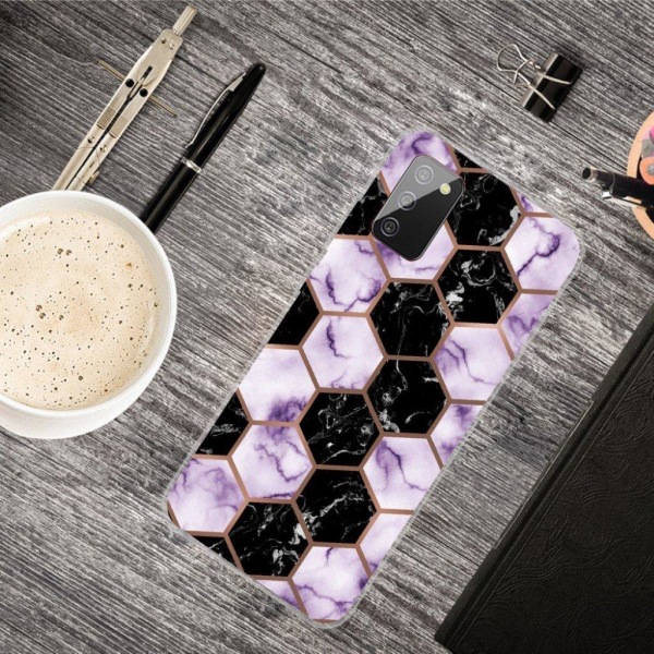 Marble Samsung Galaxy A02s Etui - Honeycomb Marble in Purple Multicolor