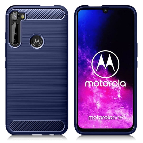 Carbon Flex cover - Motorola One Fusion Plus - Blå Blue