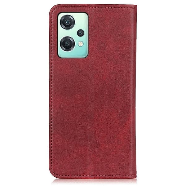 OnePlus Nord CE 2 Lite 5G lompakkokotelo, aitoa nahkaa - Punainen Red
