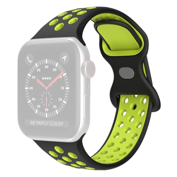 Apple Watch (41mm) dobbeltfarvet silikoneurrem - Sort / Gul Størrelse: S / M Black