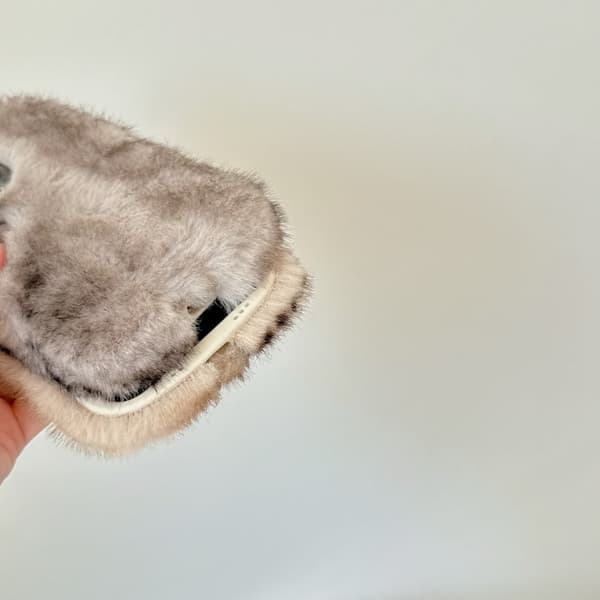 iPhone 16 Pro Case Mink Fur Texture Flexible Fuzzy Winter Protective Cover - Grey Silver grey