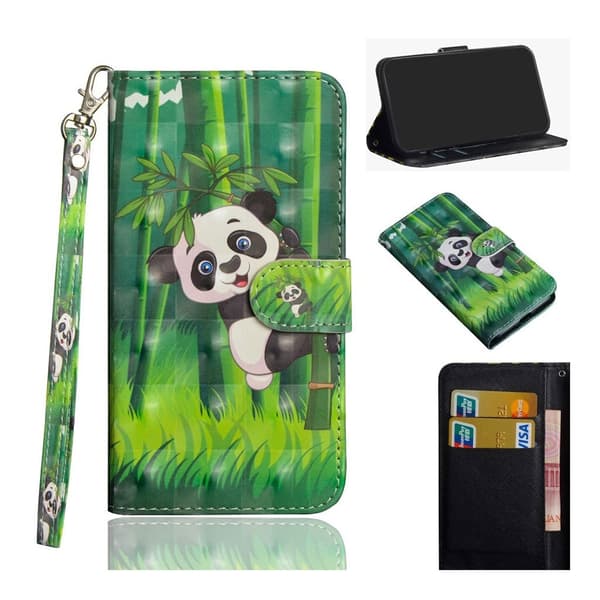 Samsung Galaxy A7 (2018) mönstrat flipfodral i läder - Panda multifärg